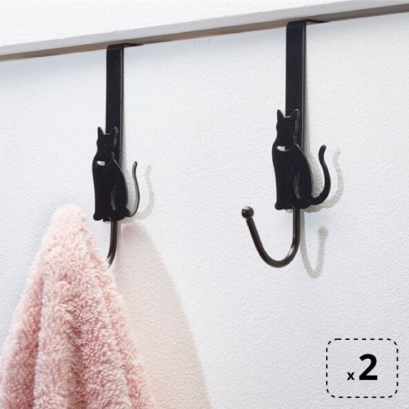 Lot de 2 accroches serviette chat