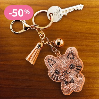 Porte-clefs chat pailletté